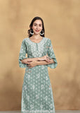 Tia Cotton Printed Chikankari Kurti