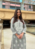 Asiah Modal Chikankari Solid Women's 2PC Long Kurta & Palazzo Set For Women