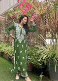 Asiah Modal Chikankari Solid Women's 2PC Long Kurta & Palazzo Set For Women