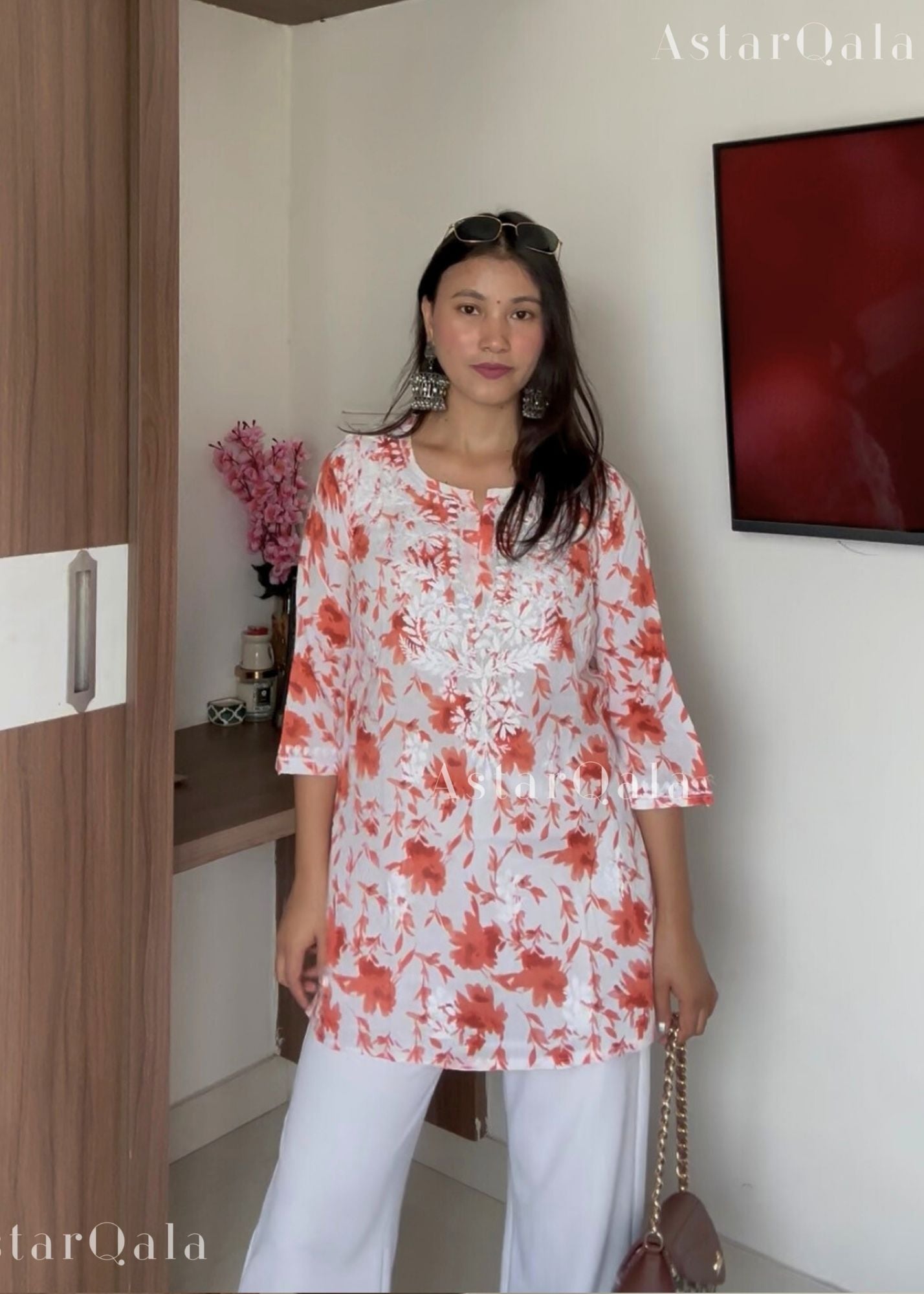 AstarQala - Rohini Mul Cotton Chikankari Kurti Top - Kurti & Palazzo Set - 487_a36c9c3c-a719-4bd2-9880-1eb0839d4407