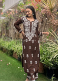 Asiah Modal Chikankari Solid Women's 2PC Long Kurta & Palazzo Set For Women