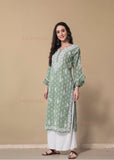 Tia Cotton Printed Chikankari Kurti