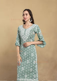 Tia Cotton Printed Chikankari Kurti