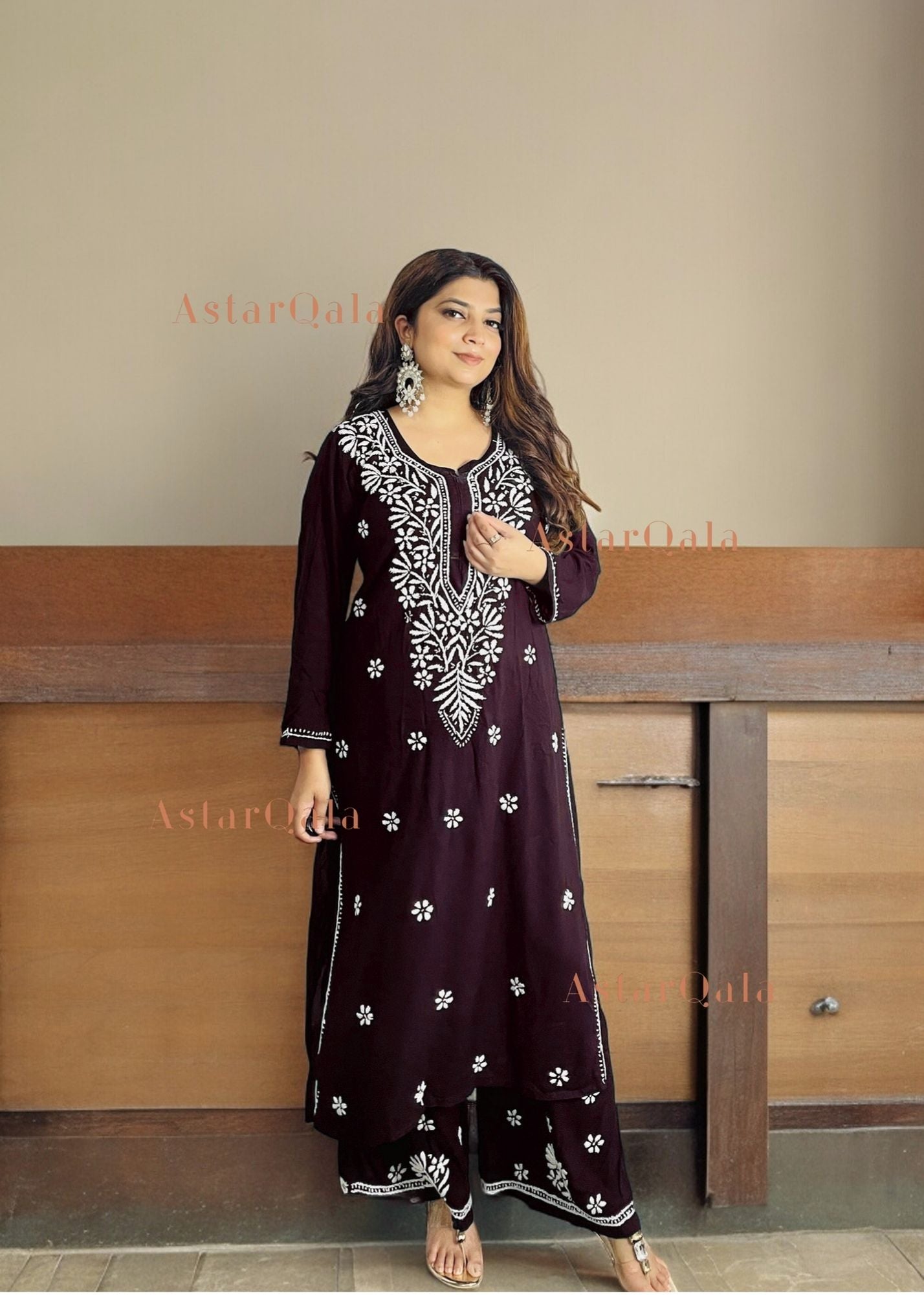 AstarQala - Ada Chikankari Rayon Straight Kurta Set For Women - - 5