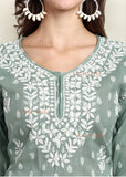 Tia Cotton Printed Chikankari Kurti