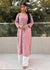 AstarQala - Mehar Chanderi Chikankari Straight Long Kurta For Women - Mauve - 58