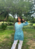 Eliza Ombre Mul Cotton Chikankari Short Kurti Top