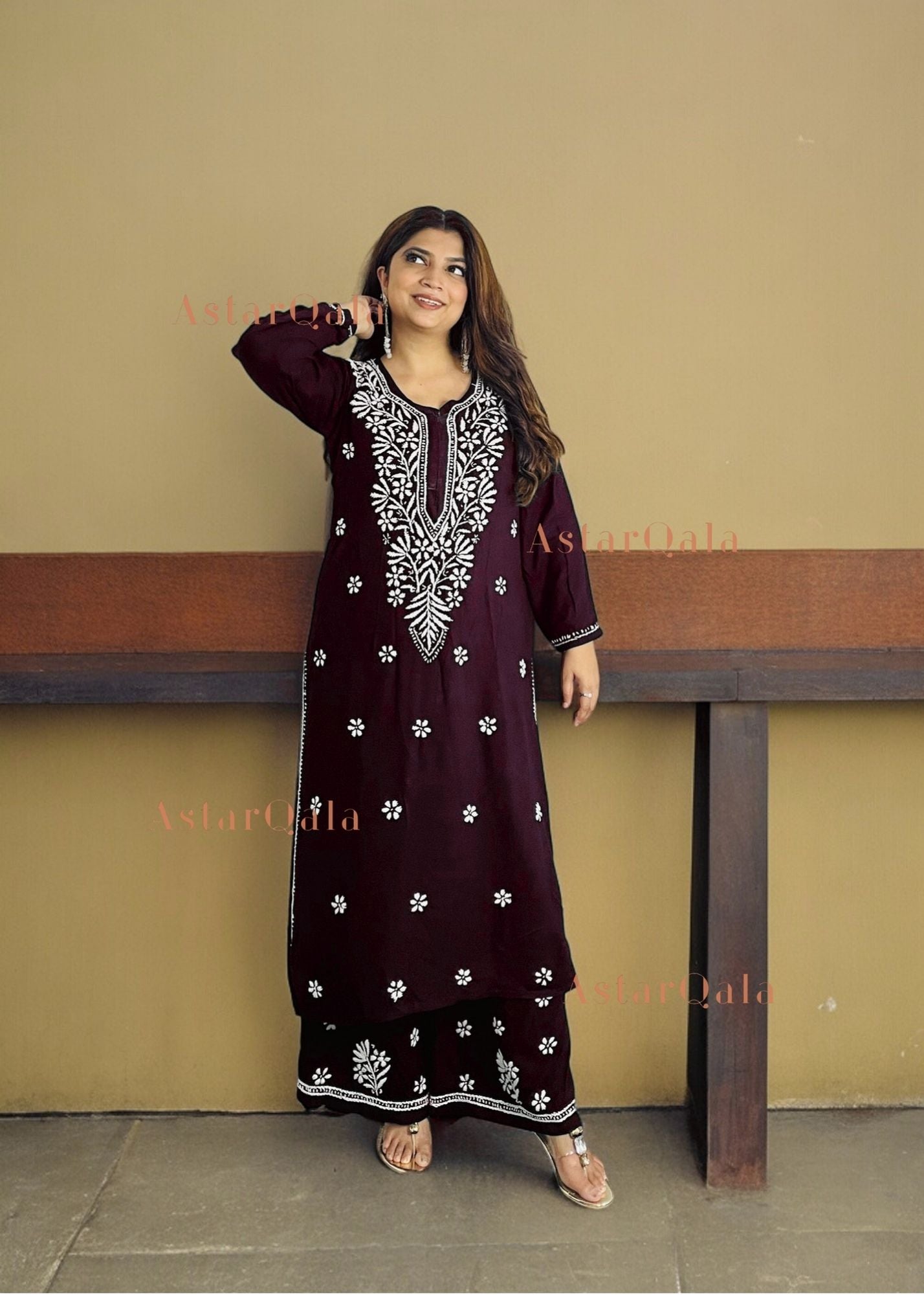 AstarQala - Ada Chikankari Rayon Straight Kurta Set For Women - - 6