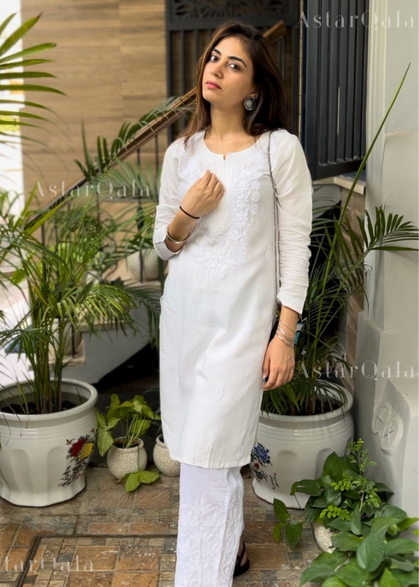 Gazala Rayon Straight Chikankari Kurta For Women - White