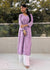 AstarQala - Mehar Chanderi Chikankari Straight Long Kurta For Women - Lavender - 62