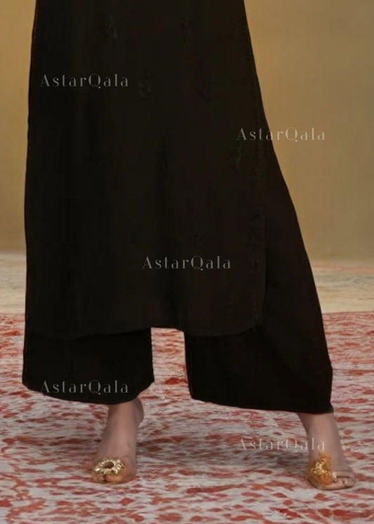 Black Rayon Cotton Palazzo Pants For Women