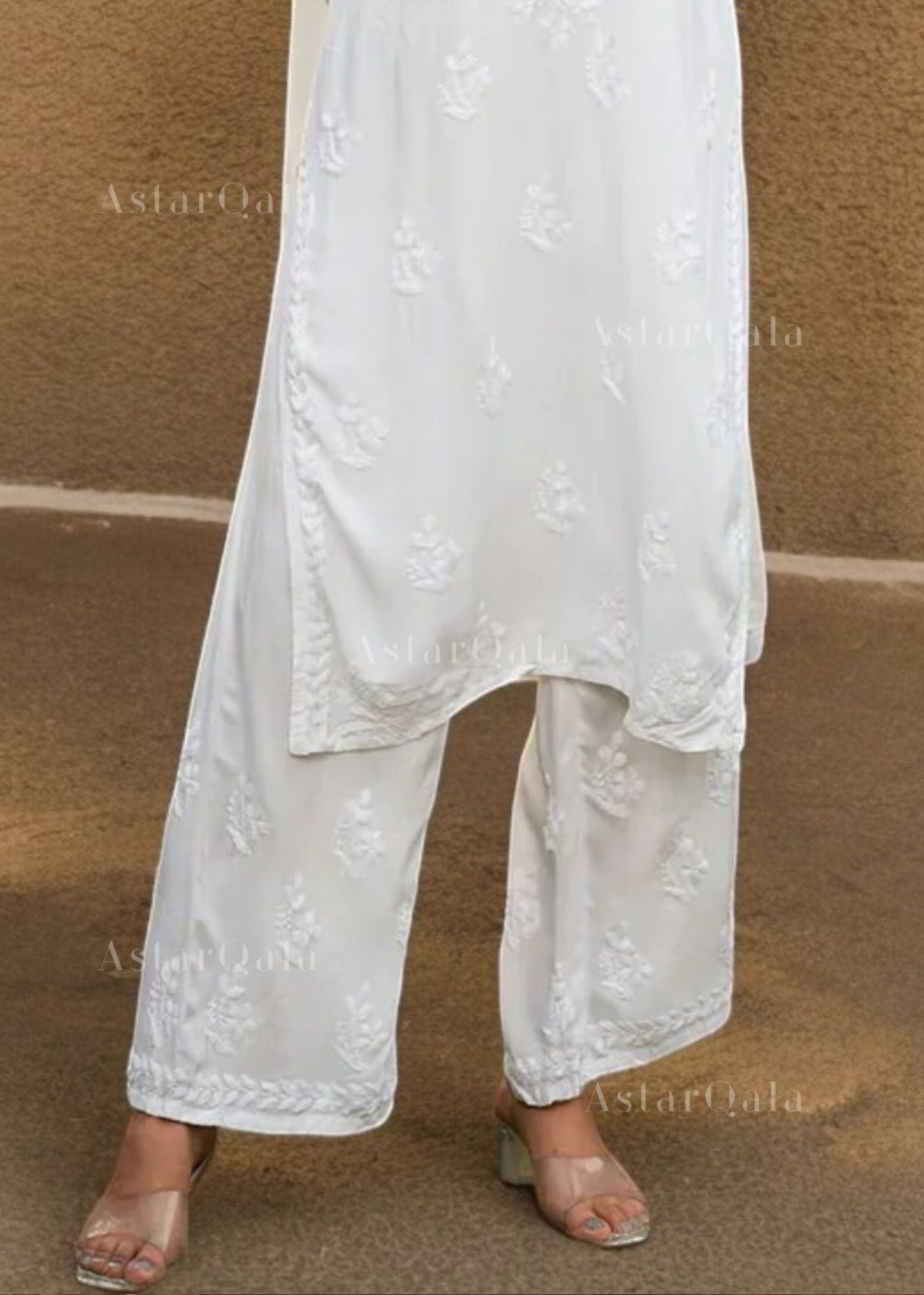 AstarQala - Ziba Premium Rayon Chikankari Palazzo For Women - White - - 72_62eadf33-26eb-4a58-8264-95edb0567f53