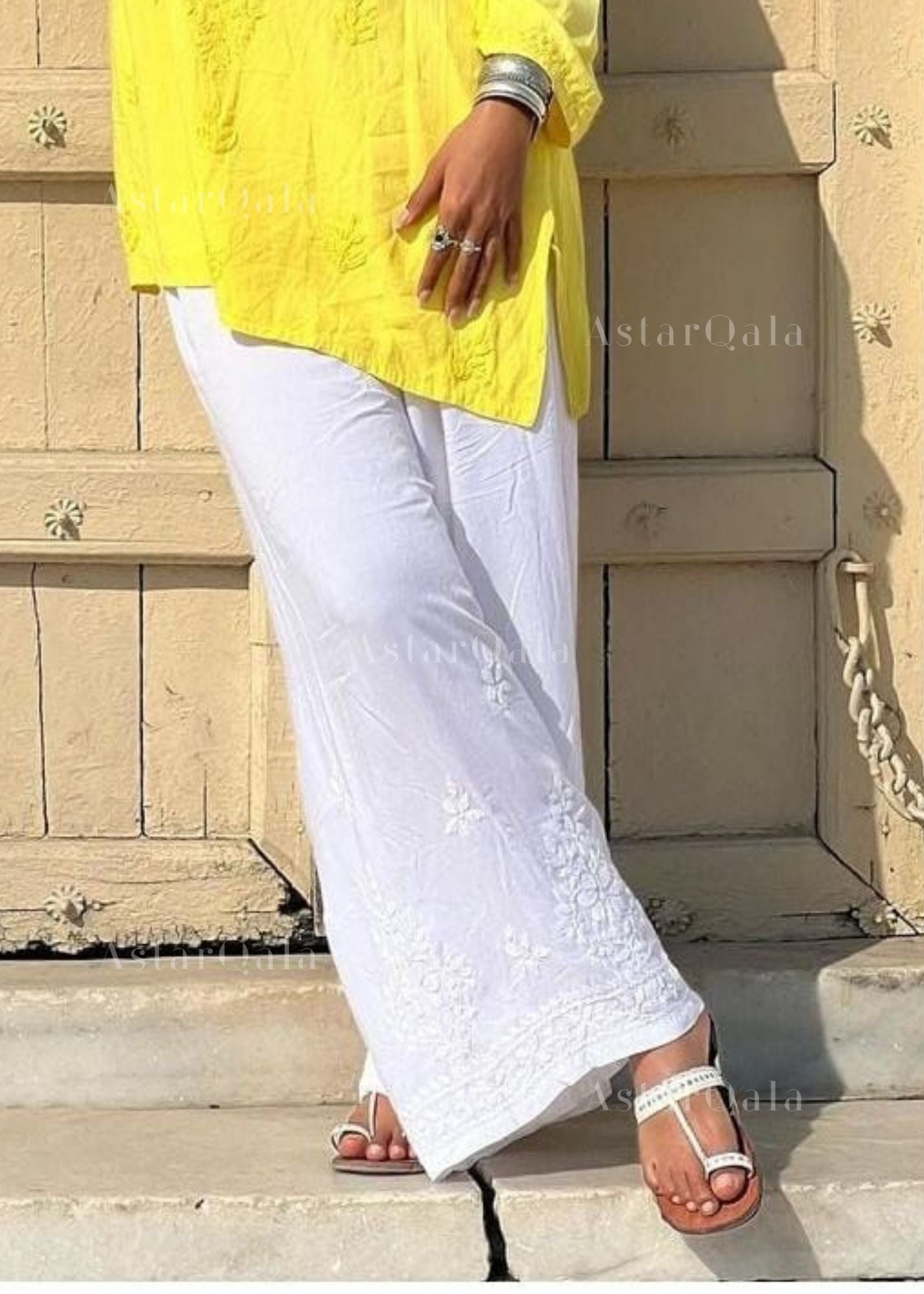 AstarQala - Asad Premium Rayon Chikankari Palazzo Pants For Women - White Rayon XXS-3XL - 81_e3284978-0302-48ee-8edc-e7578eddfb24