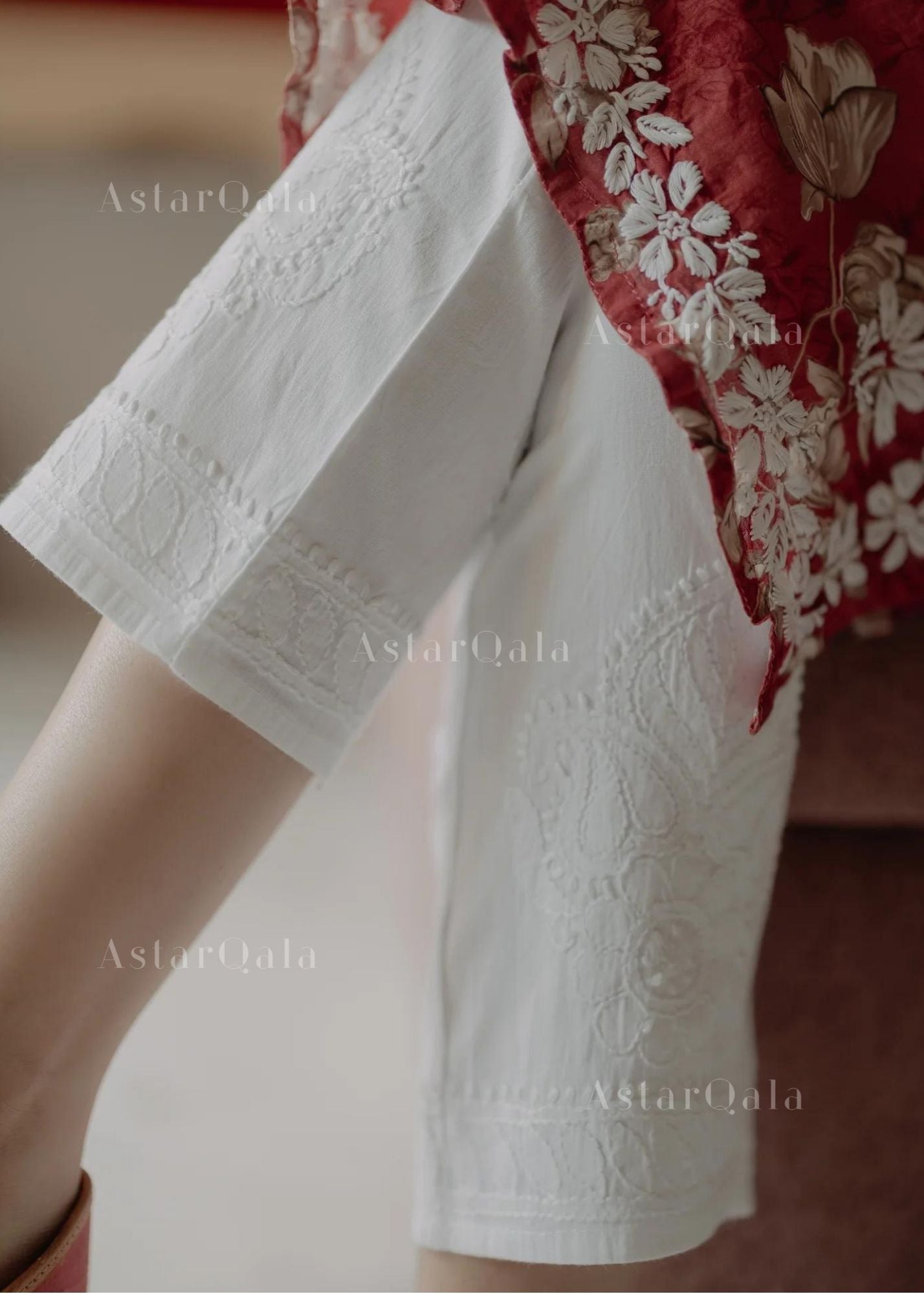 AstarQala - Riyana Premium Cotton Chikankari Pants For Women - - 85_682577f6-4627-4fcc-8b7f-5172d42c6eb9