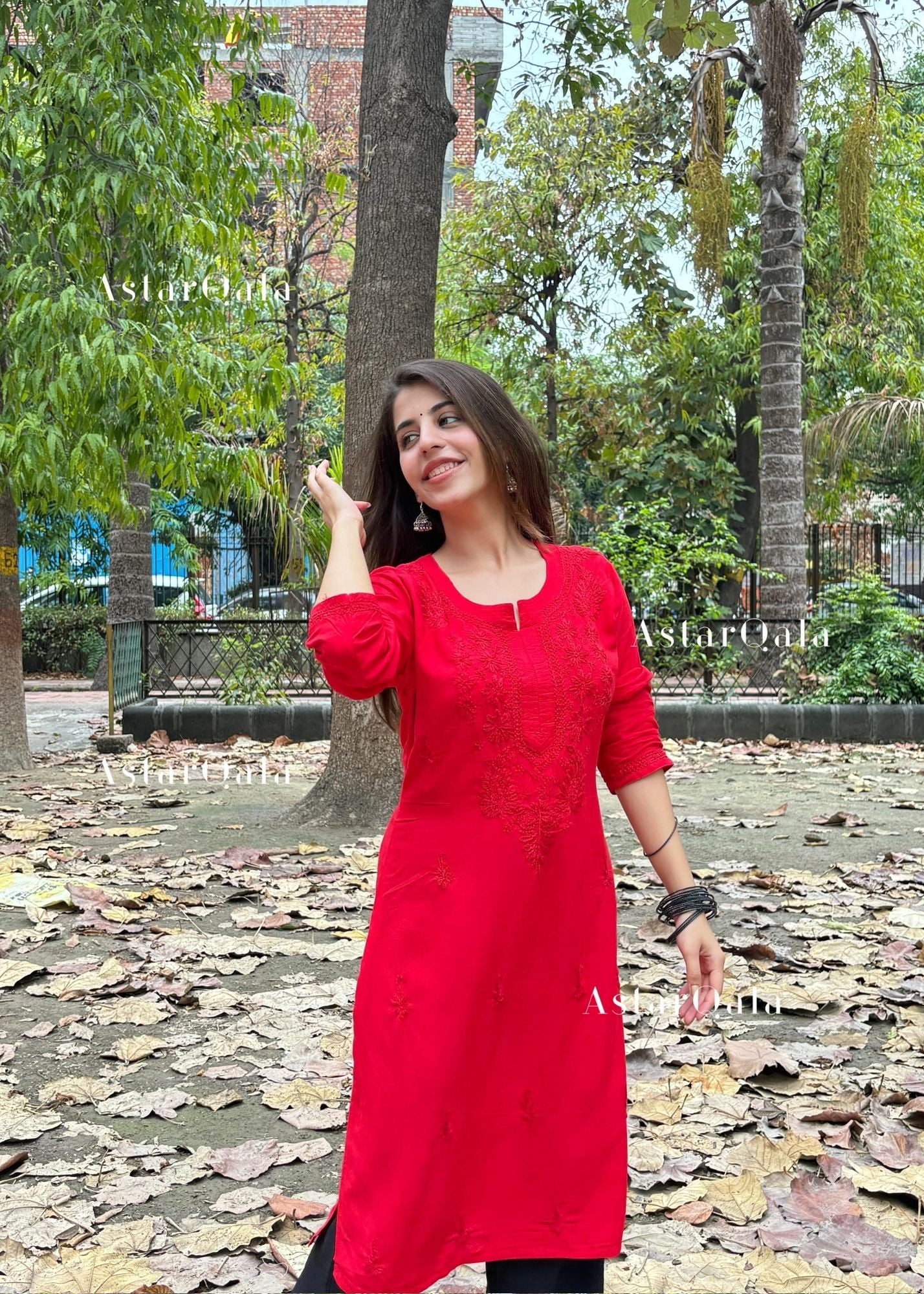 AstarQala - Gazala Rayon Straight Chikankari Kurta For Women - - 89