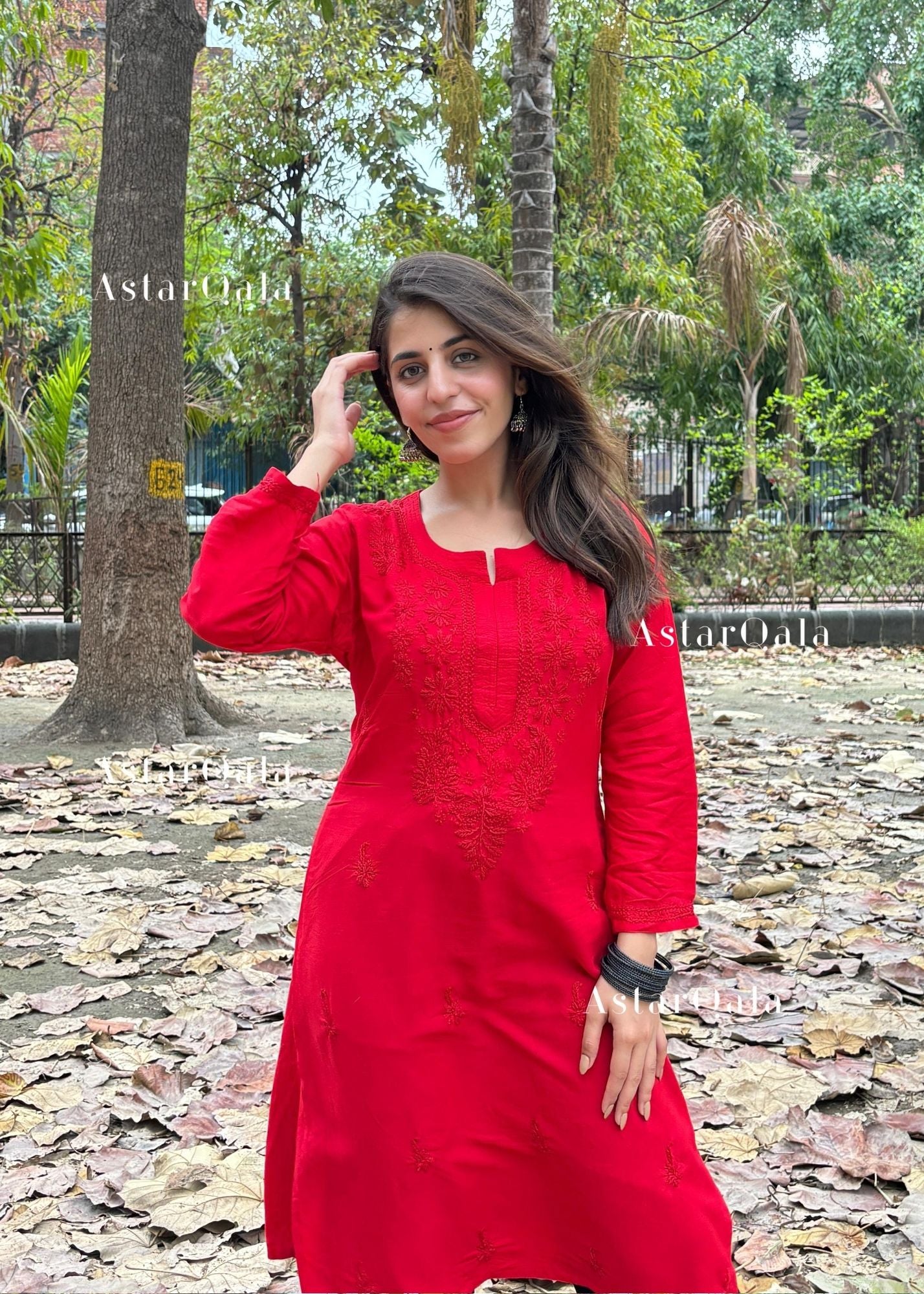 AstarQala - Gazala Rayon Straight Chikankari Kurta For Women - - 90