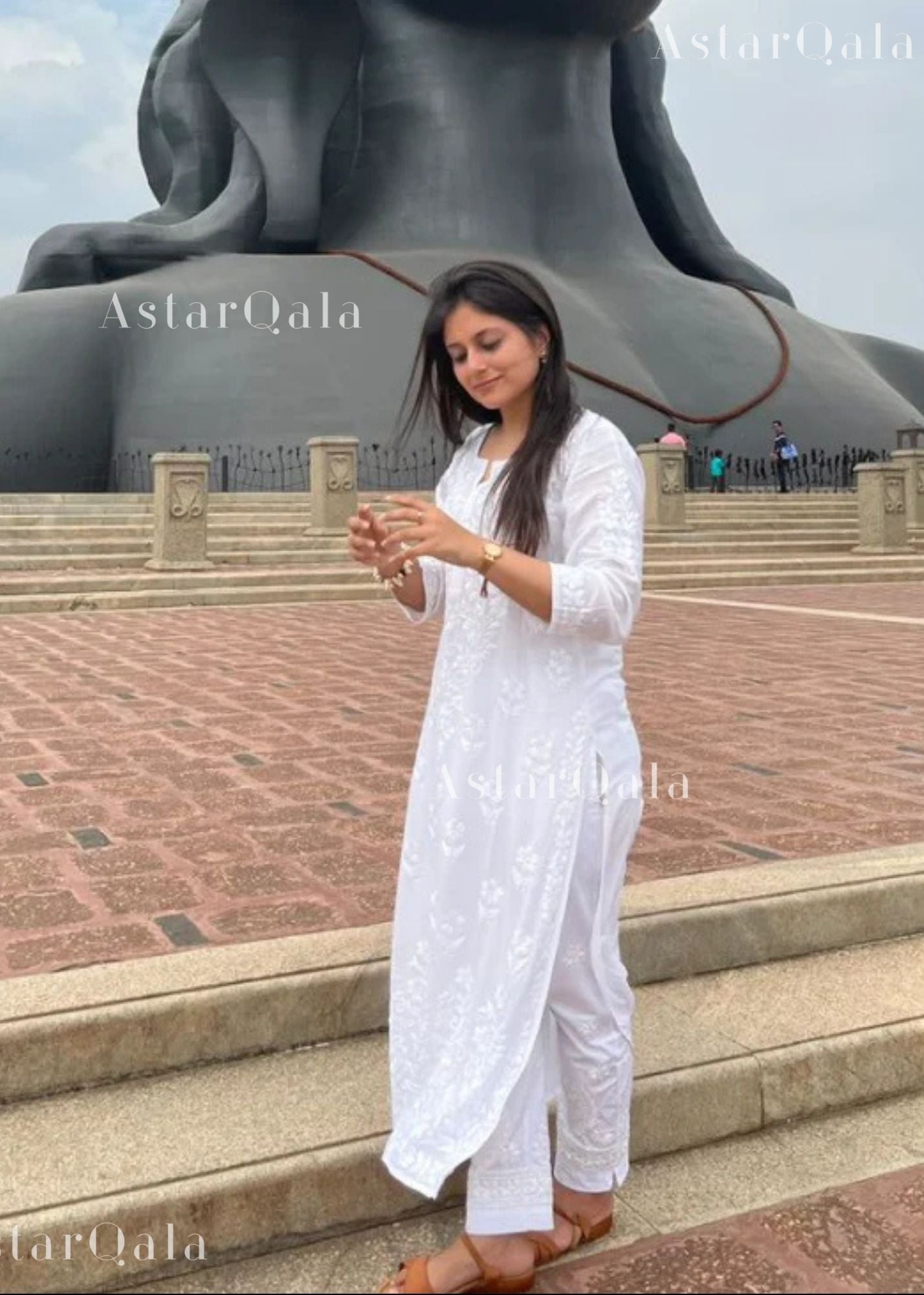 AstarQala - Hira Modal Long Straight Chikankari Kurta & Kurta Set For Women - White - 94_652a8047-dac1-4873-964a-2cdd879424d6