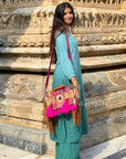 Afzeena Rayon Ombre Chikankari Straight Kurta Set - Green