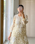 AstarQala - Iza Straight Chiffon Chikankari Printed Short Kurta Top For Women - - AstarQala_-_Iza_Straight_Chiffon_Chikankari_Printed_Short_Kurta_Top_For_Women_-_Beige_2