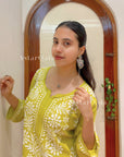Bira Modal Chikankari Long Kurta – Lime Green