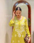 Bira Modal Chikankari Long Kurta – Lime Green