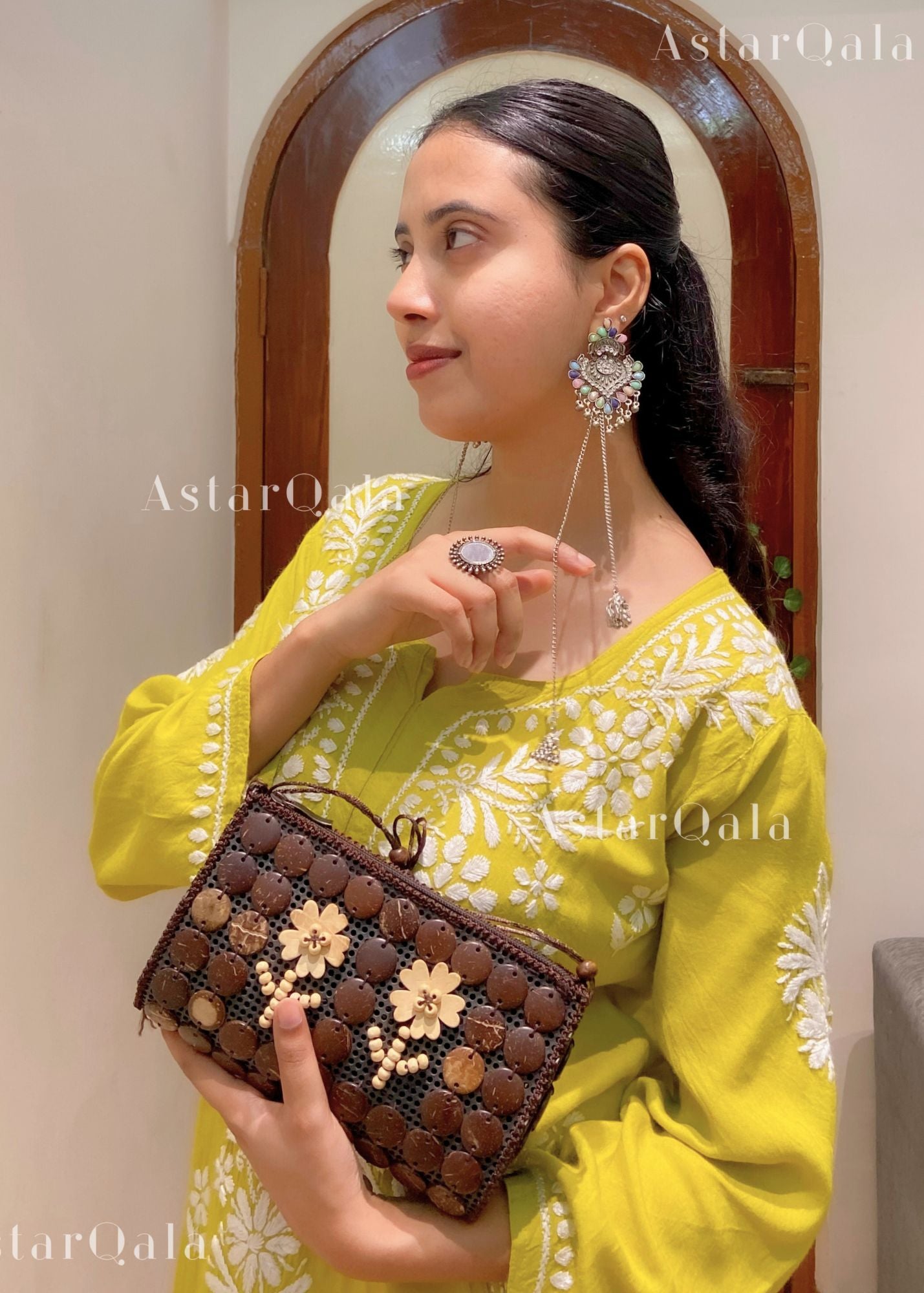 Bira Modal Chikankari Long Kurta – Lime Green