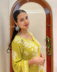 Bira Modal Chikankari Long Kurta – Lime Green