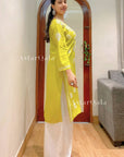 Bira Modal Chikankari Long Kurta – Lime Green