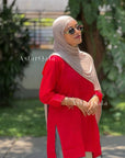 Dua Cotton Chikankari Short Kurti Top – Red