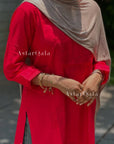 Dua Cotton Chikankari Short Kurti Top – Red
