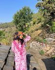 Farheen Rayon Floral Printed Chikankari Kurti For Women's  - Pink