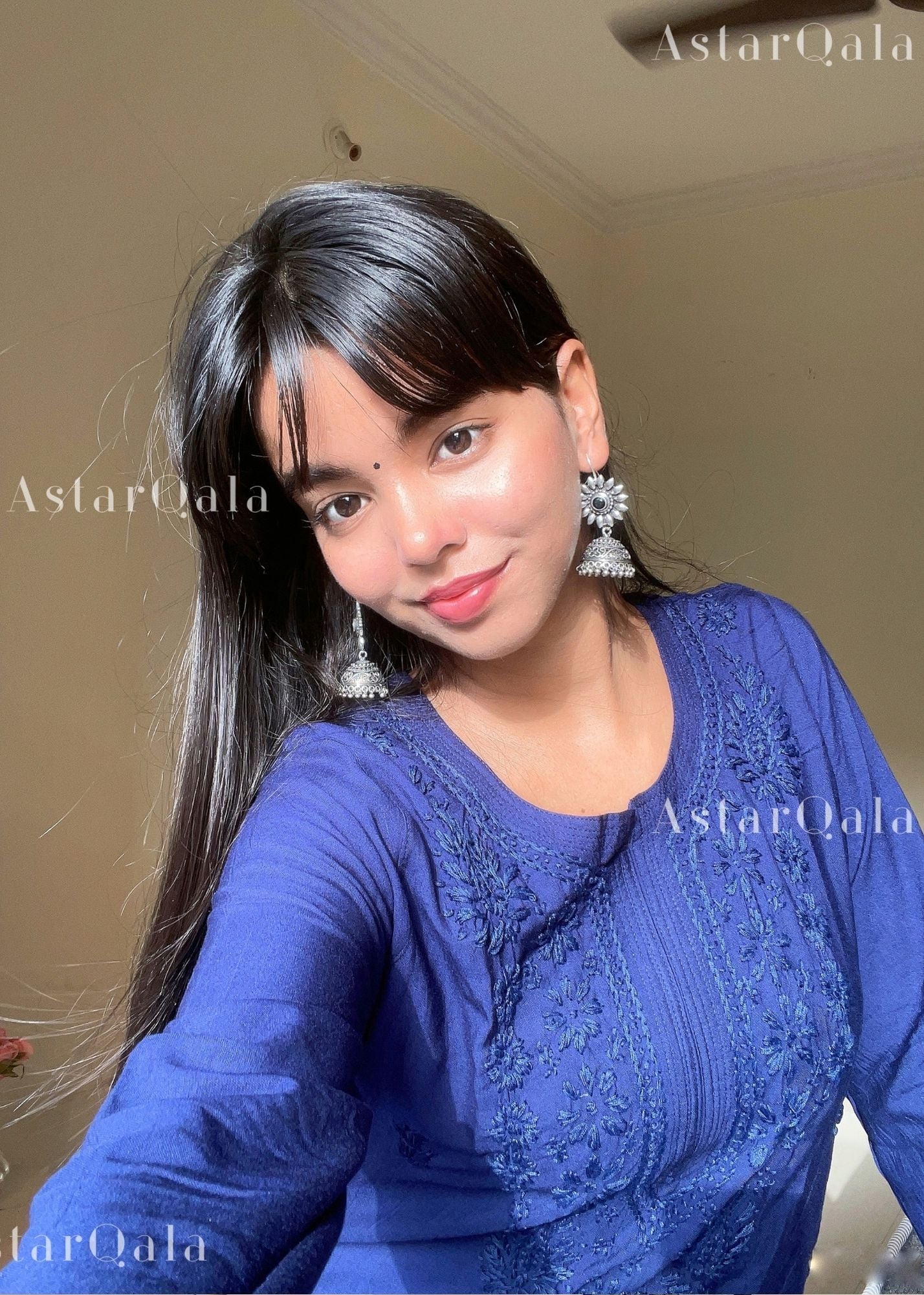 AstarQala - Gazala Rayon Straight Chikankari Kurta For Women - - gazala_Rayon_Straight_Chikankari_Kurta_For_Women_-_Blue_2