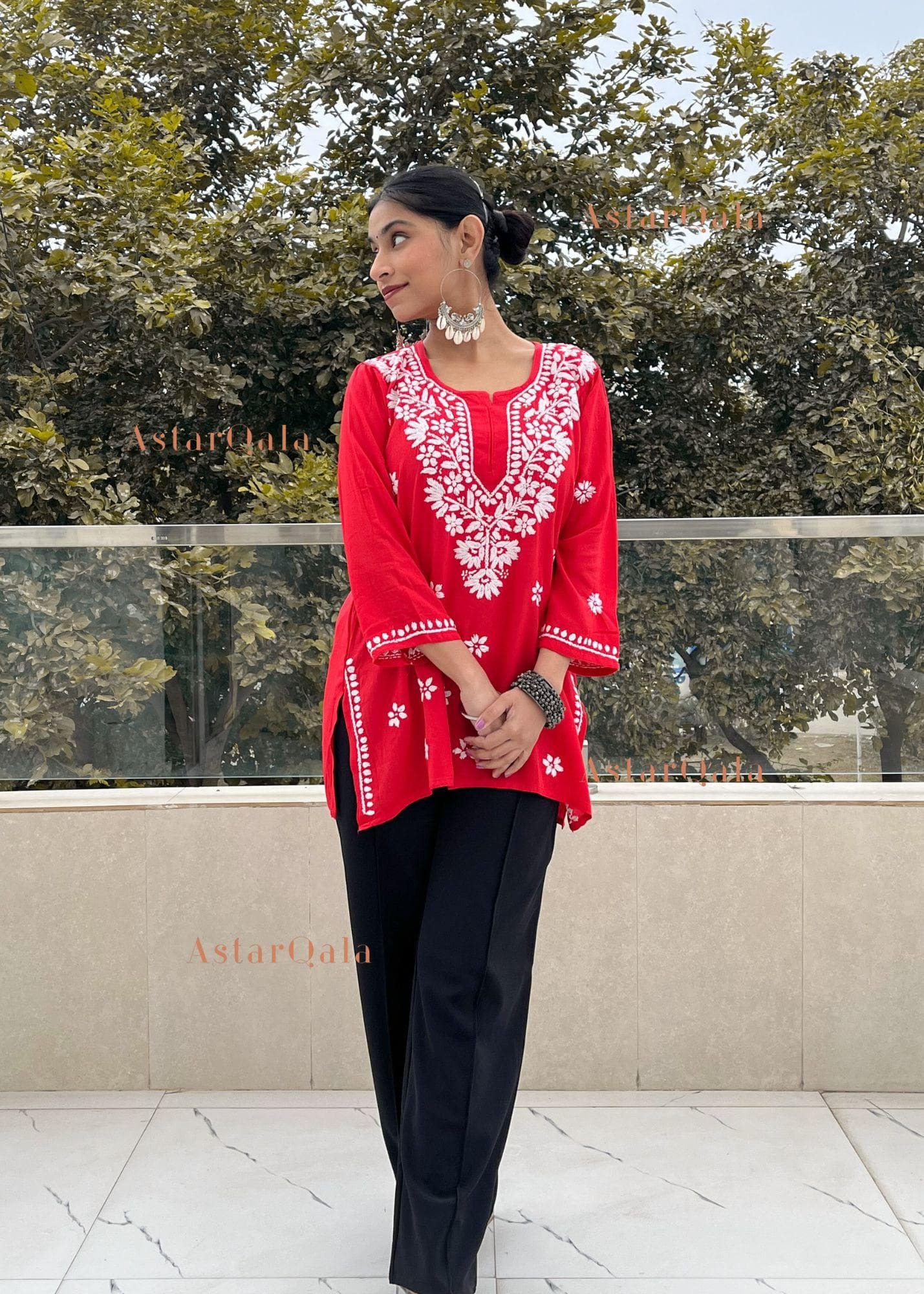 Hamna Rayon Chikankari Straight Short Kurta For Women – AstarQala