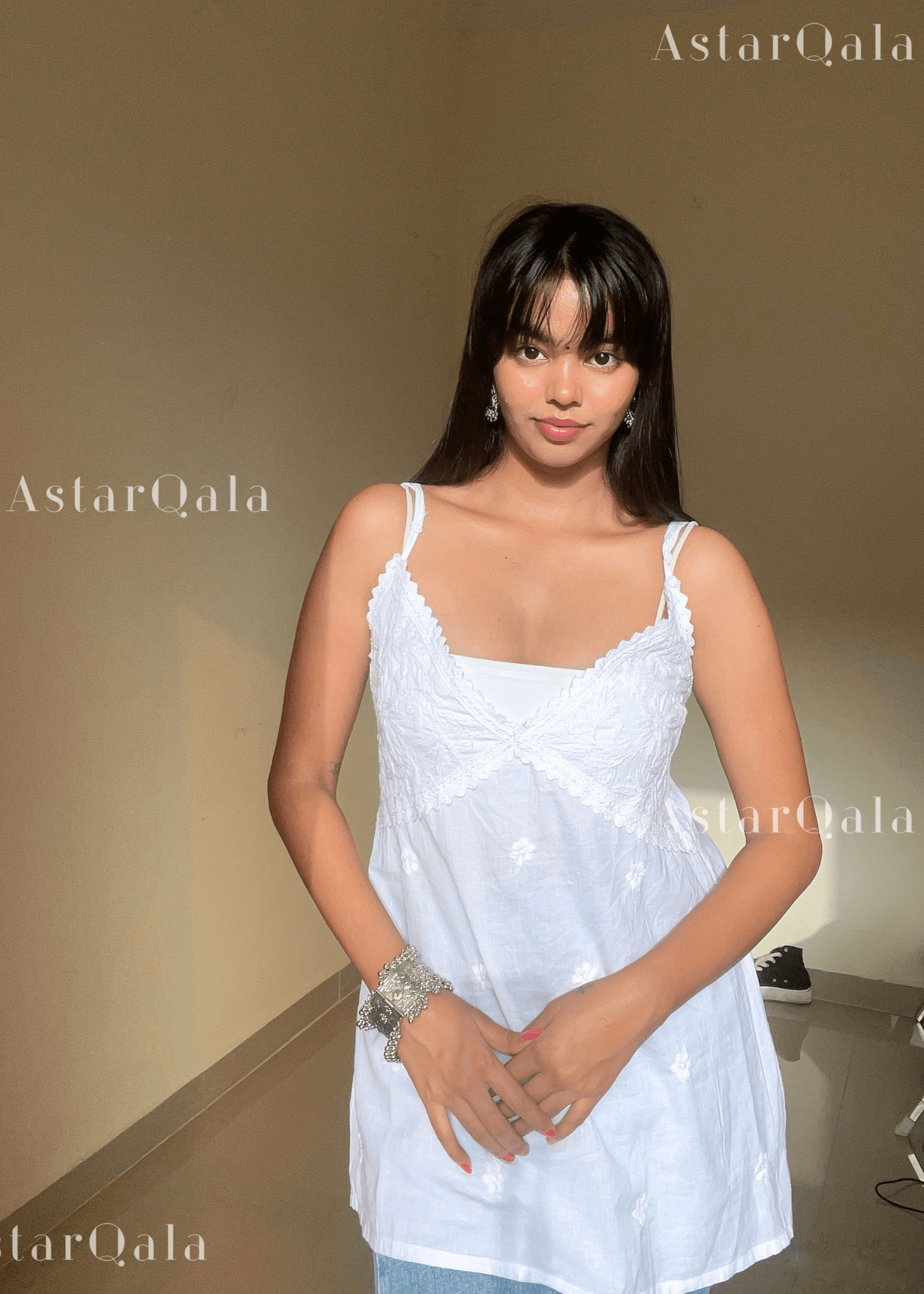 AstarQala - Nisha Cotton Chikankari Sleeveless Kurta Top For Women - - nisha-cotton-chikankari-sleeveless-kurta-top-astarqala-41909899362594