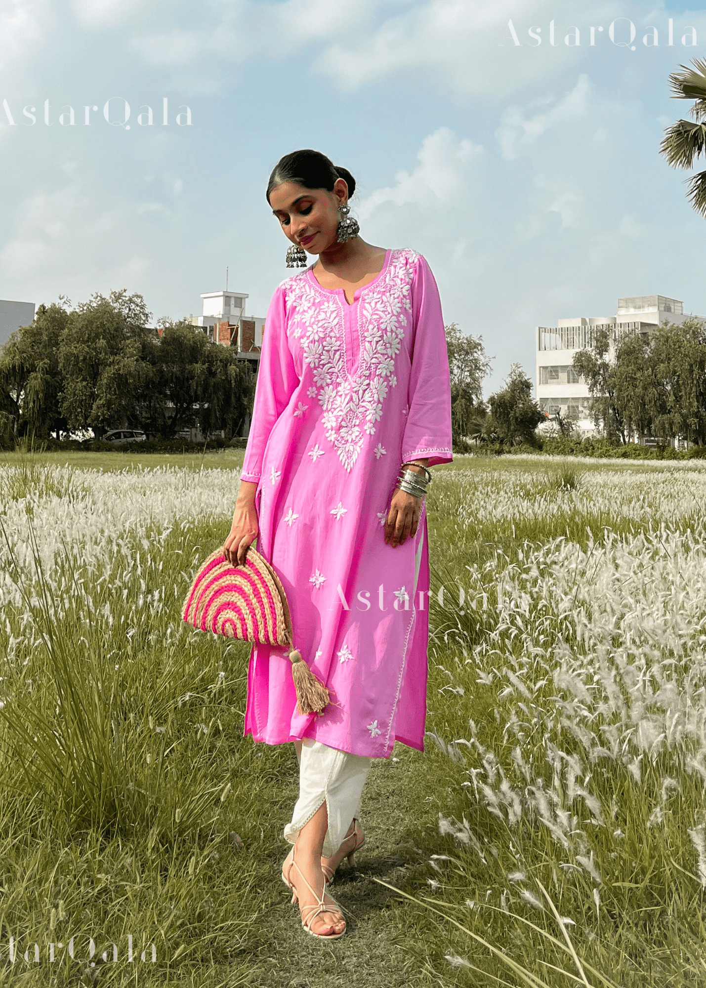 AstarQala - Sehar Rayon Straight Chikankari Kurta For Women - - sehar-rayon-straight-chikankari-kurta-astarqala-42421544583458