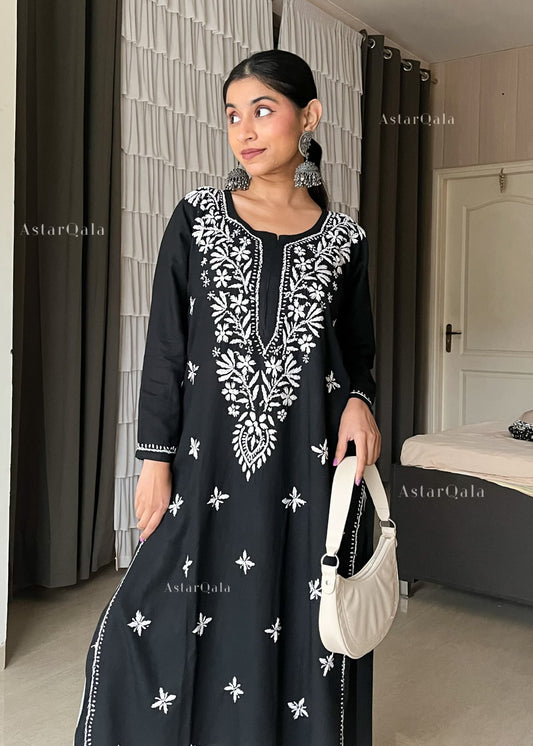 AstarQala Kurtas Sehar Rayon Straight Chikankari Kurta For Women