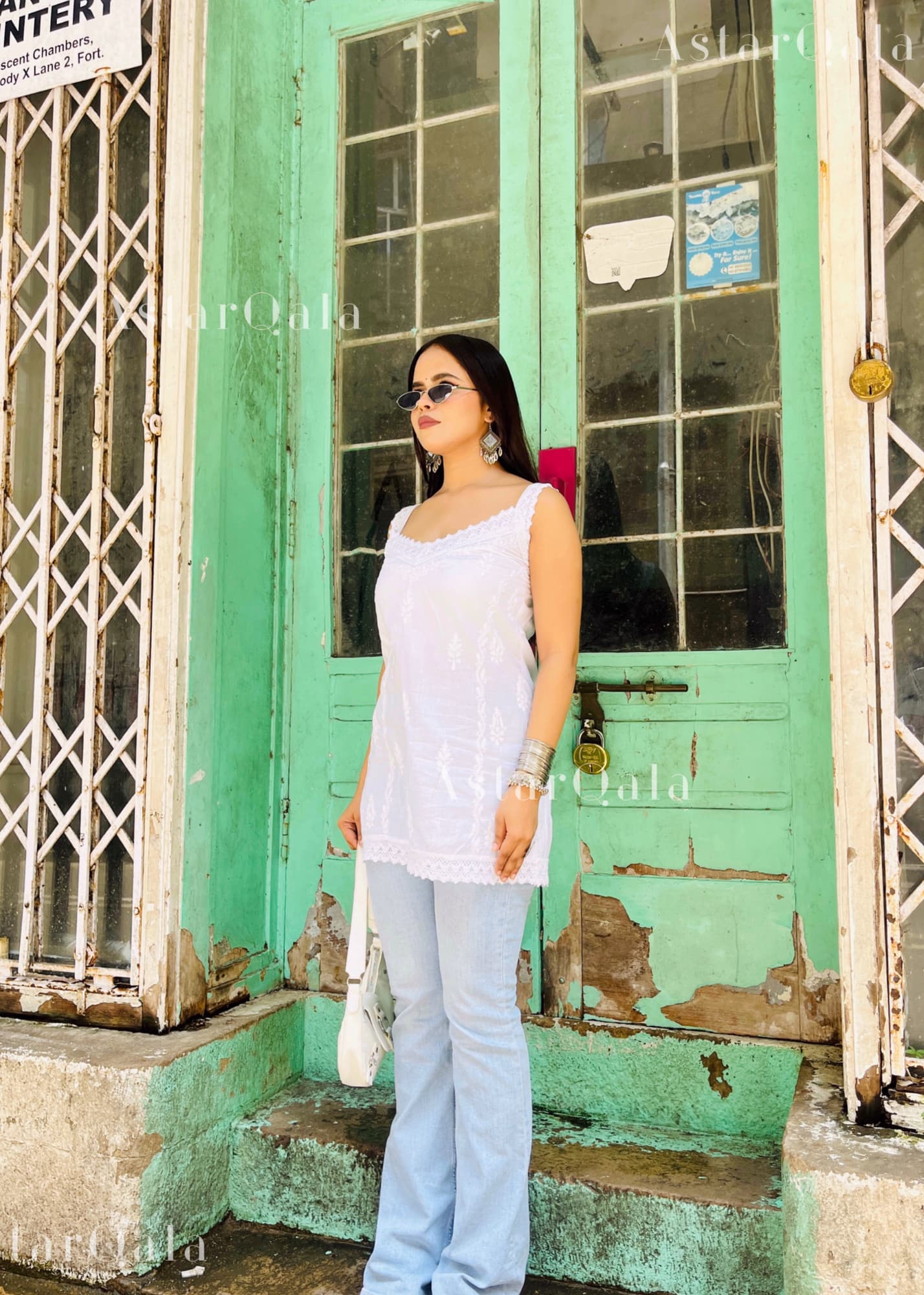 AstarQala - Simran Cotton Chikankari Sleeveless Kurta Top For Women - - simran-cotton-chikankari-sleeveless-kurta-top-astarqala-42455763419426